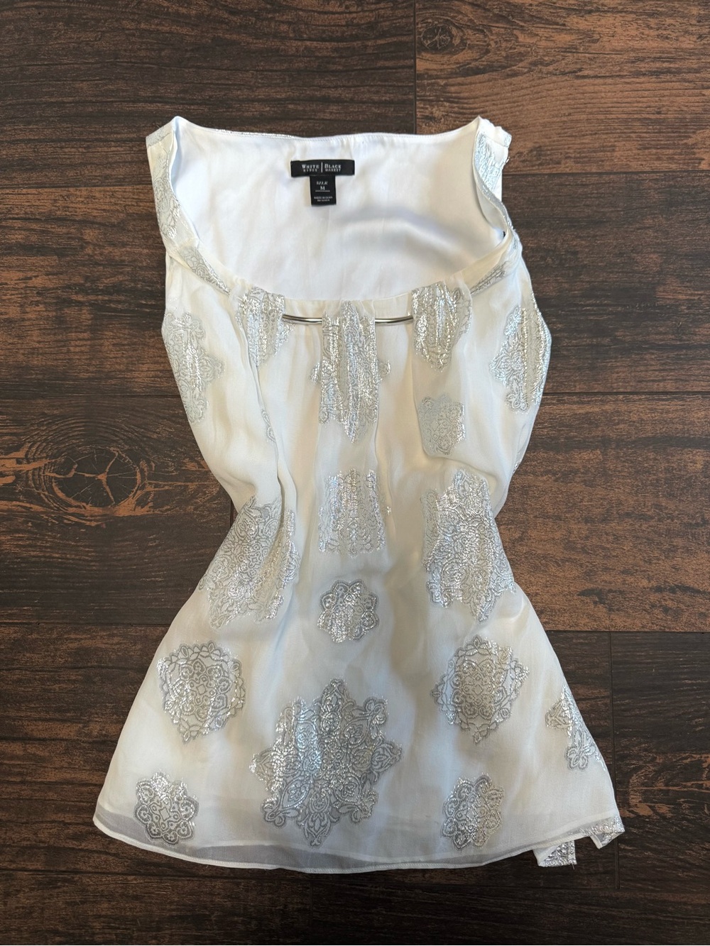 White Sleeveless Embellished Tank Top